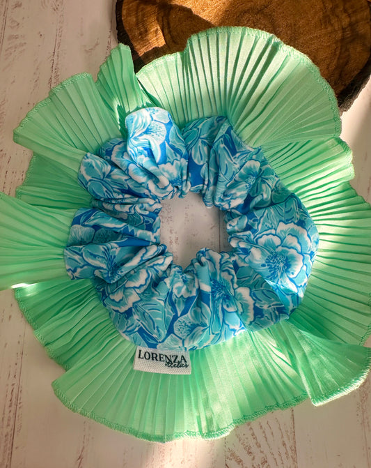 Flamenca Menta flores azul cielo